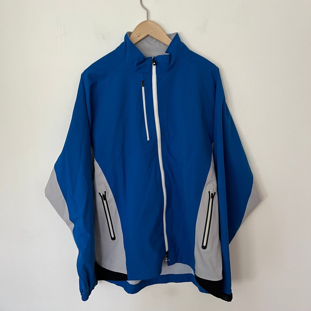 FootJoy DryJoys Tour XP Mens Large Blue Grey Full Zip Golf Rain Jacket Waterproo